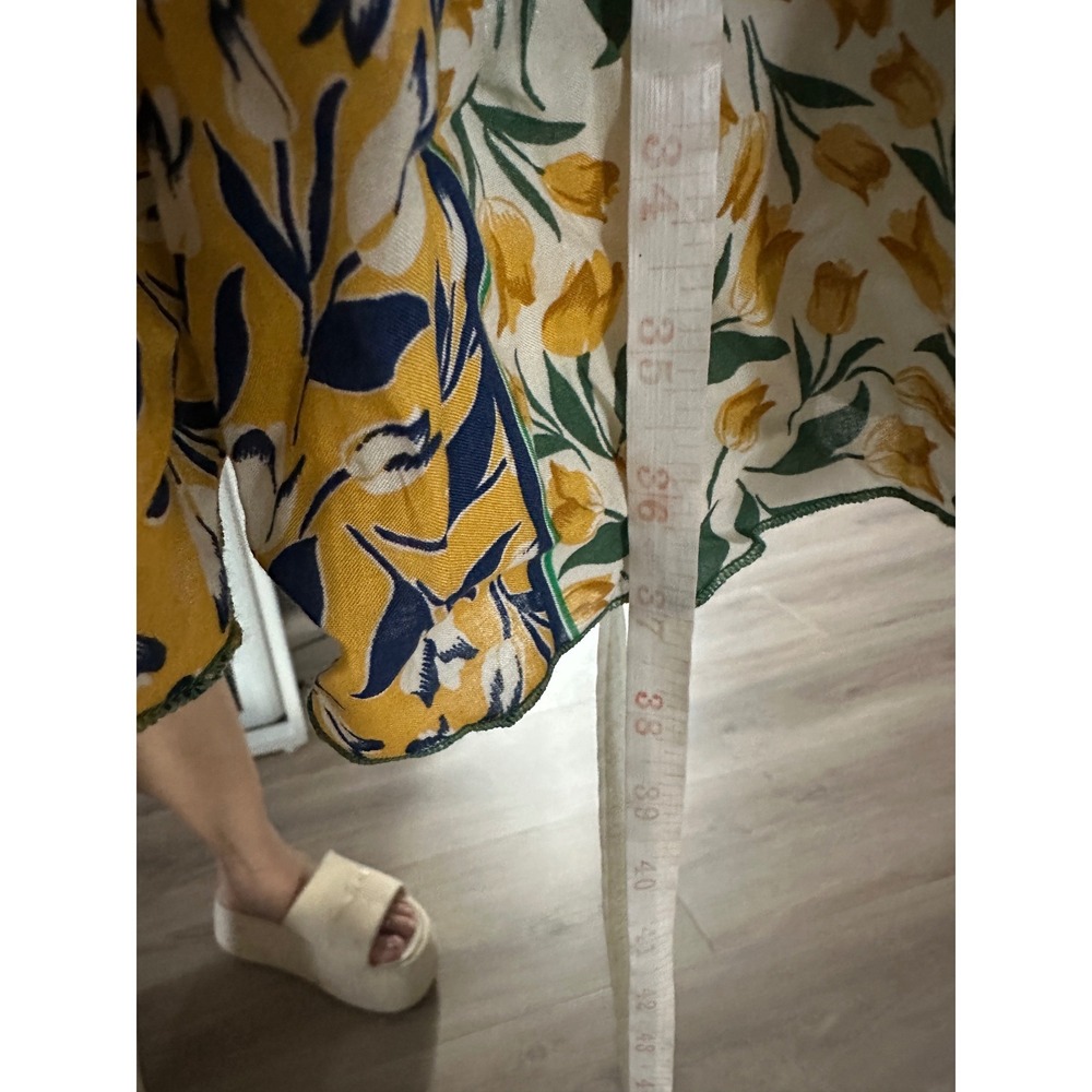 Democracy Colorful Tulip Print Kimono Cardigan Open Front Ruffle Bell Sleeve S/M - Picture 7 of 8